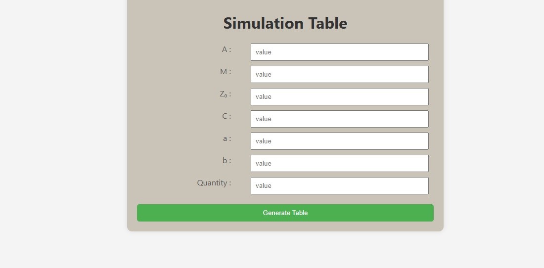 Simulation Table